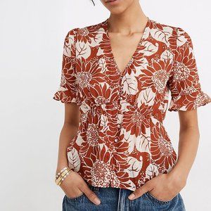 NEW Madewell | Silk Blouse in "Sunflower Season" | Size: 6